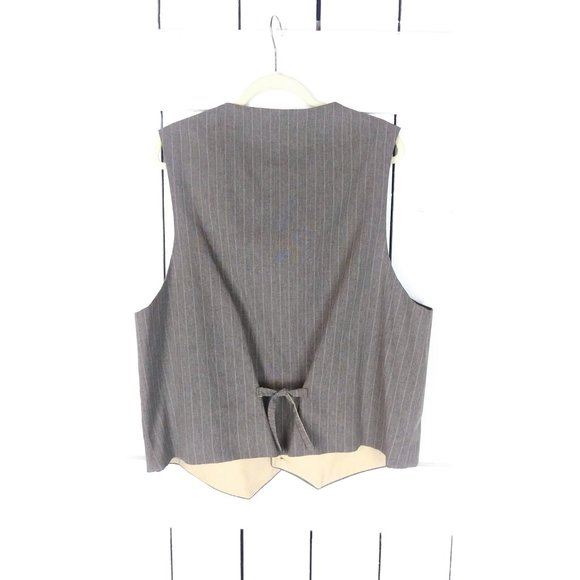 Vintage tan beige pin striped mens suit vest / formal mens vest - Picture 3 of 3